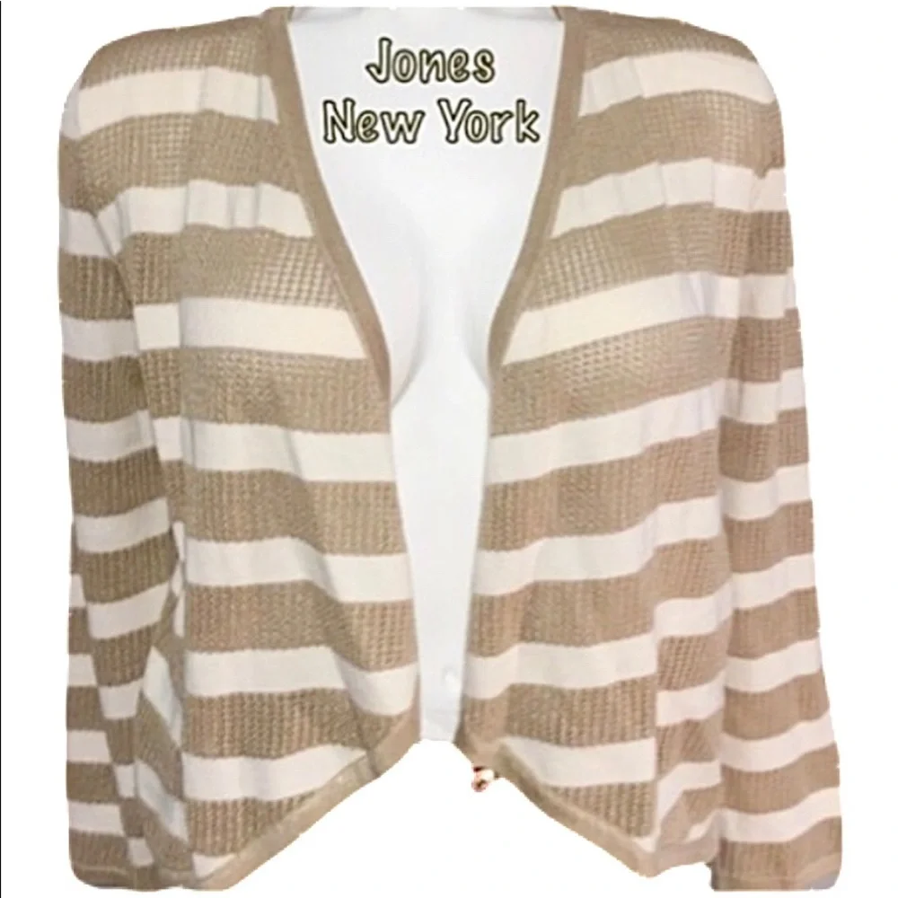 Cream & Tan Open Draped Cardigan